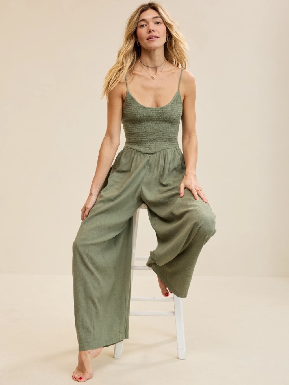 Aerie At The Barre Smocked Jumpsuit